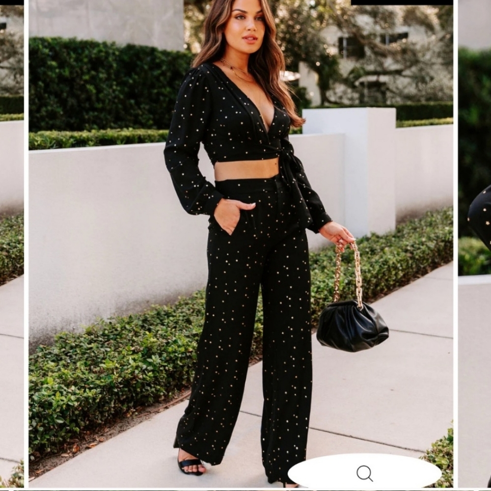 Vici Starry Sight Tie Top and Pants set